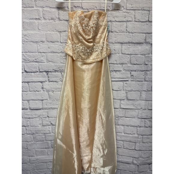 Scott McClintock Millenium 2000 Soft Peach Satin Embroidered Formal Prom Dress 4 - Picture 1 of 4